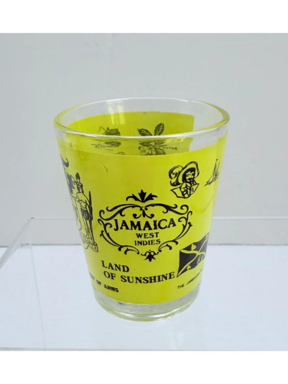 Jamaica West Indies Shot Glass Land of Sunshine Landmarks Vintage Souvenir
